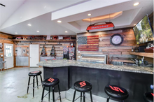 Load image into Gallery viewer, Shown face is  6" Beveled edge v groove side, With 3 medium browns 1 dark brown and 2 grays for that perfect Weathered Wood look. Reversible your choice during install.