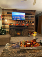 Load image into Gallery viewer, Shown face is  6&quot; Shiplap side, With 3 medium browns 1 dark brown and 2 grays for that perfect Weathered Wood look. Reversible your choice during install.
